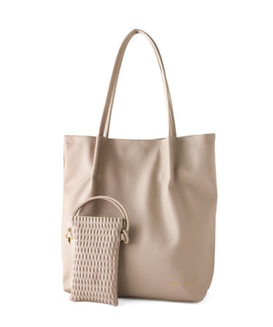 [Trideep] Leather-like 2-way tote bag with smartphone shoulder strap