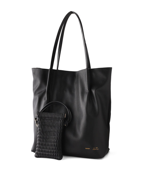 【Trideep】スマホショルダー付きレザー調2WAYトートバッグ