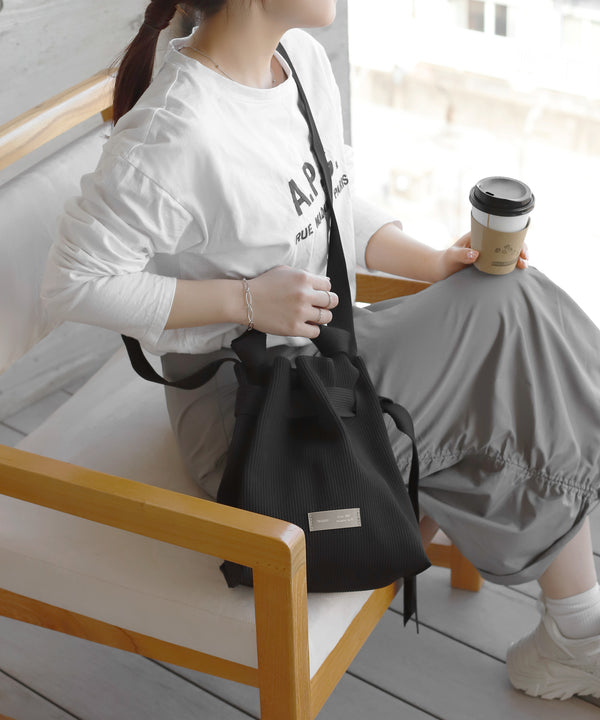 [Trideep] Rib knit shoulder bag