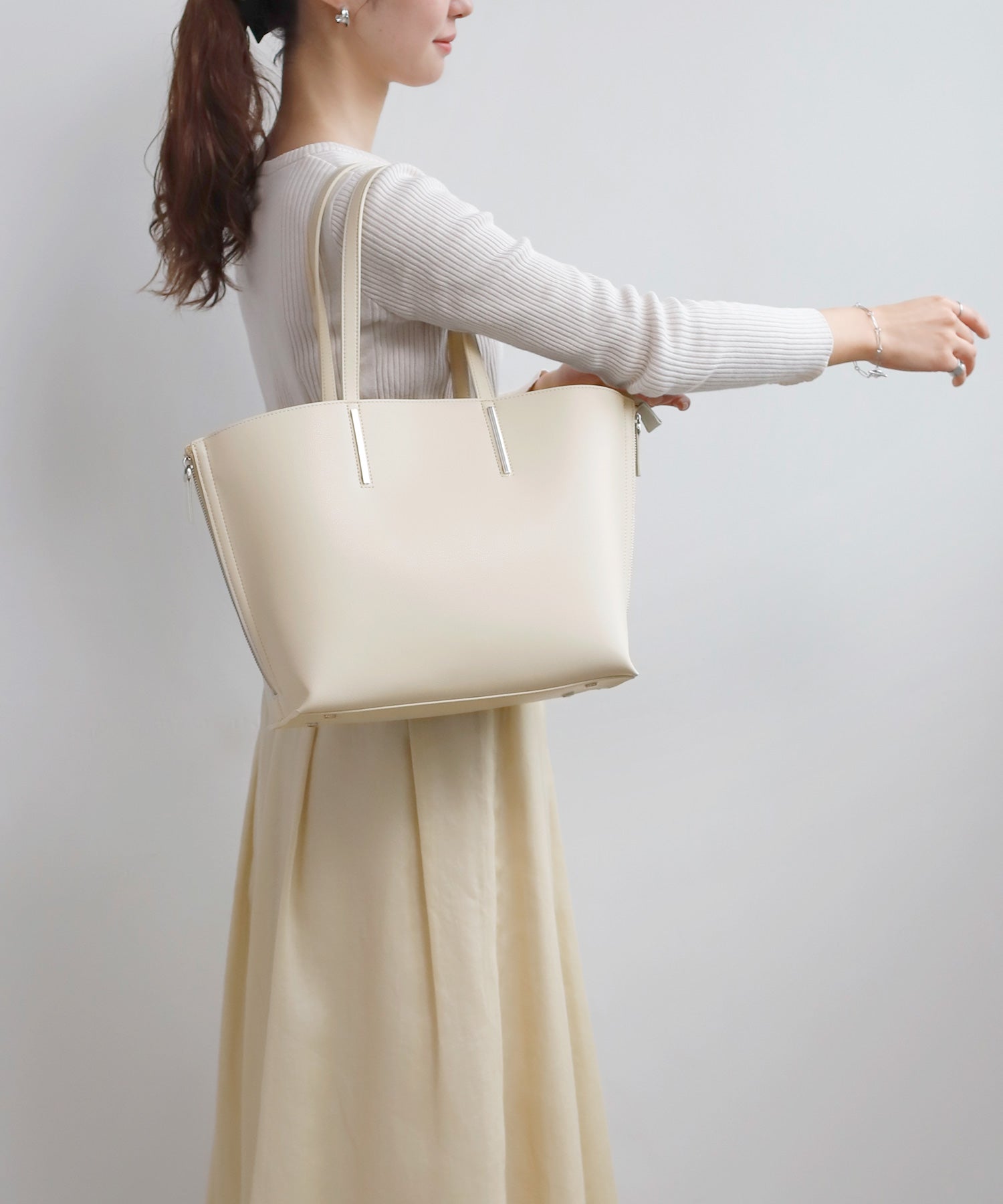 ANEMONE】【TRIDEEP】サイドジップポイントトートバッグ｜アネモネ