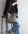 [Trideep] Leather shoulder bag with pouch