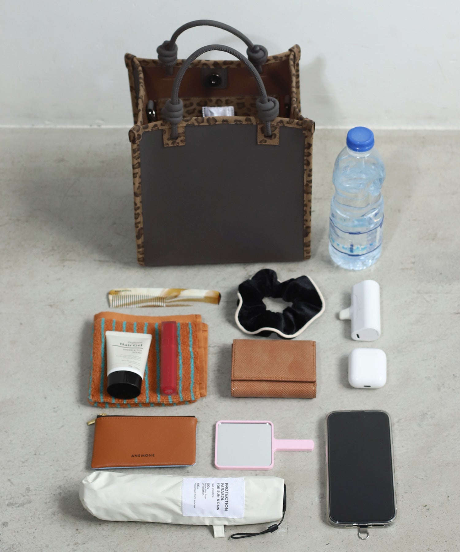 ANEMONE】【Trideep】レオパードスクエア2WAYバッグ｜アネモネ