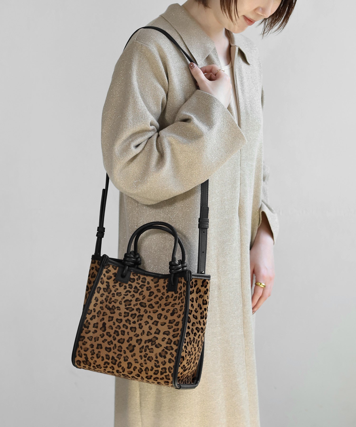 210　アネモネ ANEMONE】【Trideep】レオパードスクエア2WAYバッグ｜アネモネ