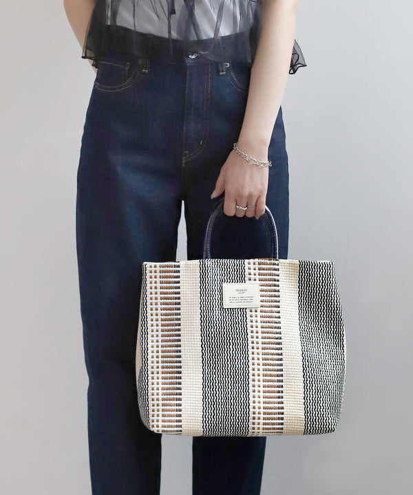 【Trideep】ストライプクリアハンドルバッグ