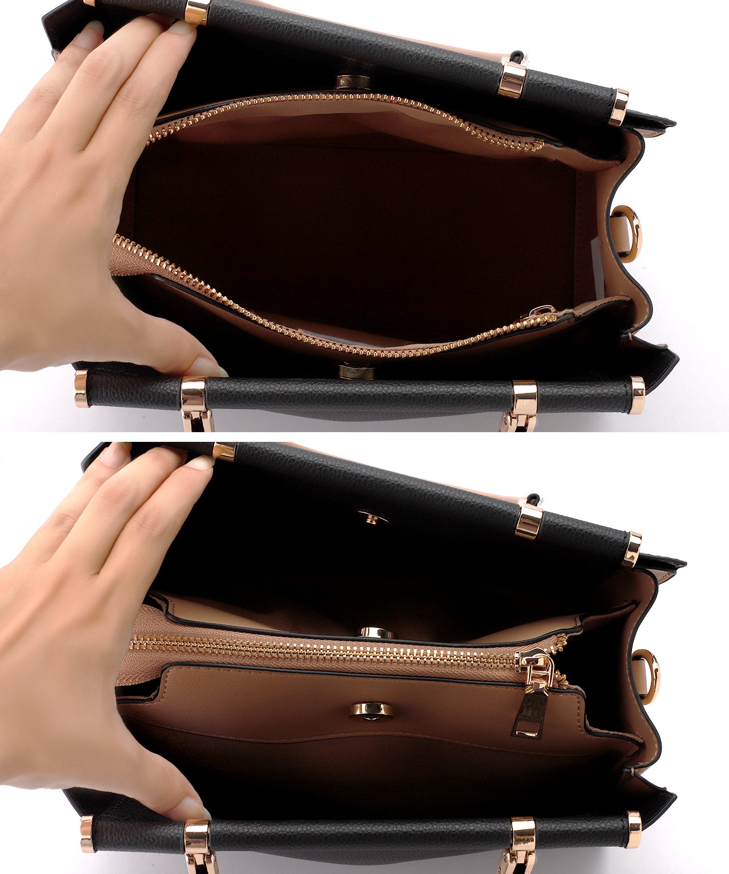 ANEMONE】バイカラーの​スクエア2WAYバッグ｜アネモネ・シエナロゼ