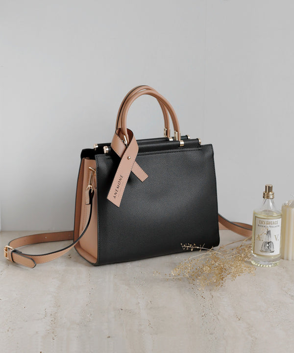 バイカラーのスクエア2WAYバッグ