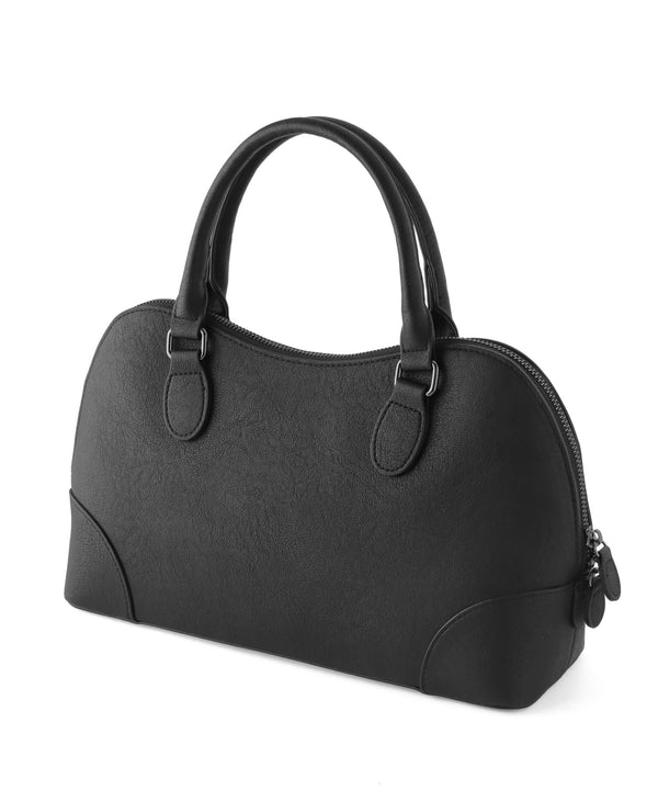 レザー調ワイドボストンバッグ