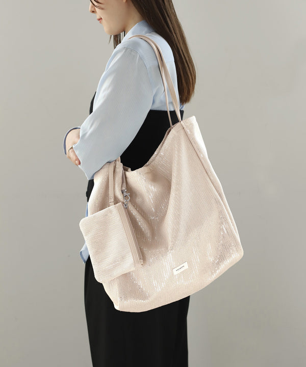 スパンコール×メッシュトートバッグ