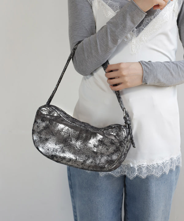 Metallic Half Moon Bag
