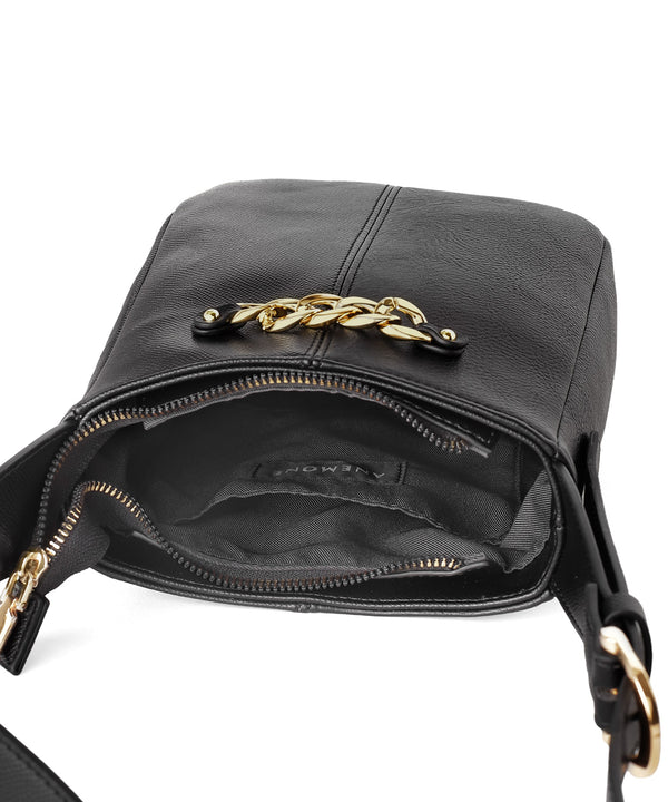 Chain point leather-look shoulder bag