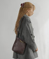 Chain point leather-look shoulder bag