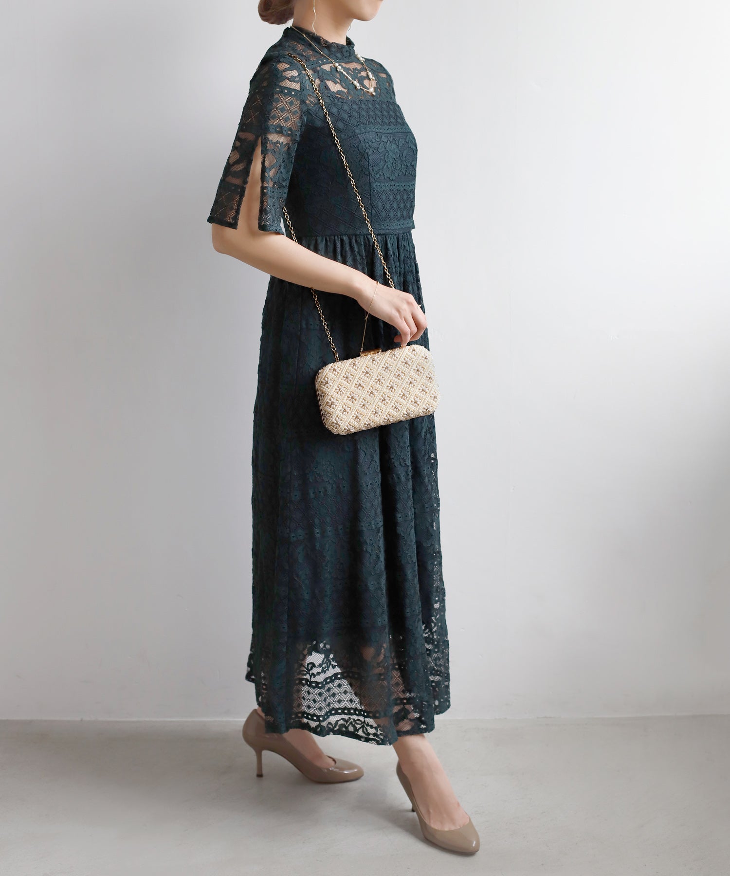 ANEMONE】フラワービーズ刺しゅう3WAYパーティーバッグ[バンケット