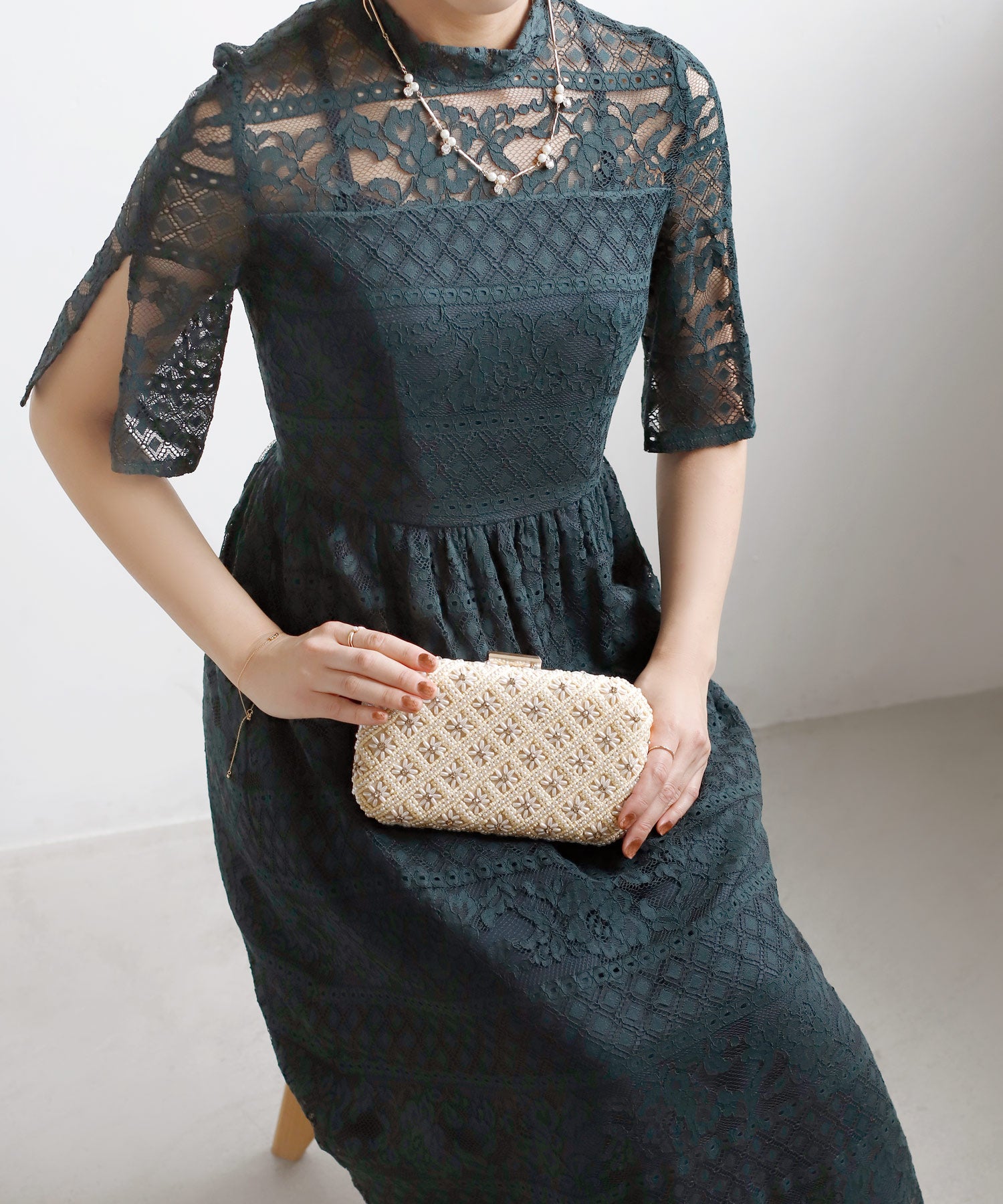 ANEMONE】フラワービーズ刺しゅう3WAYパーティーバッグ[バンケット