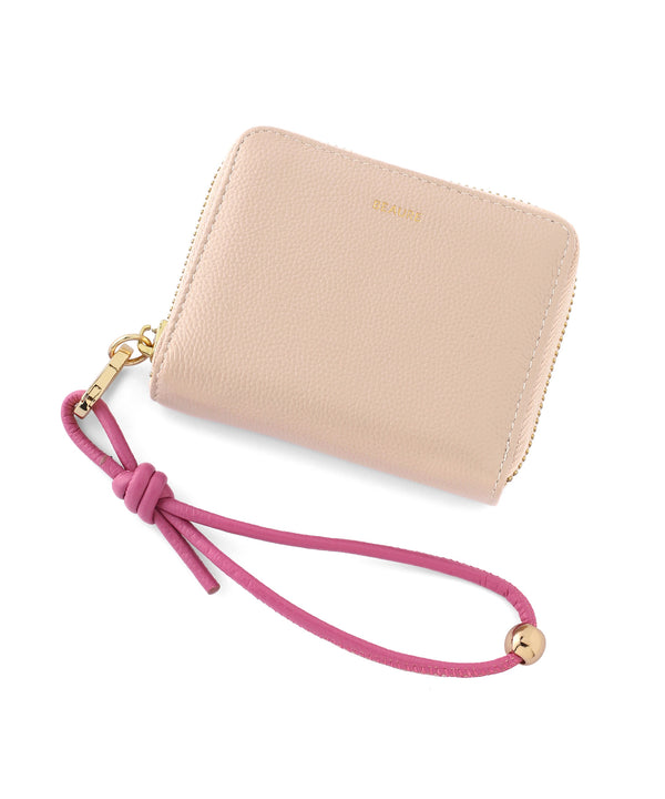 【BEAURE】ストラップ付きレザーウォレット