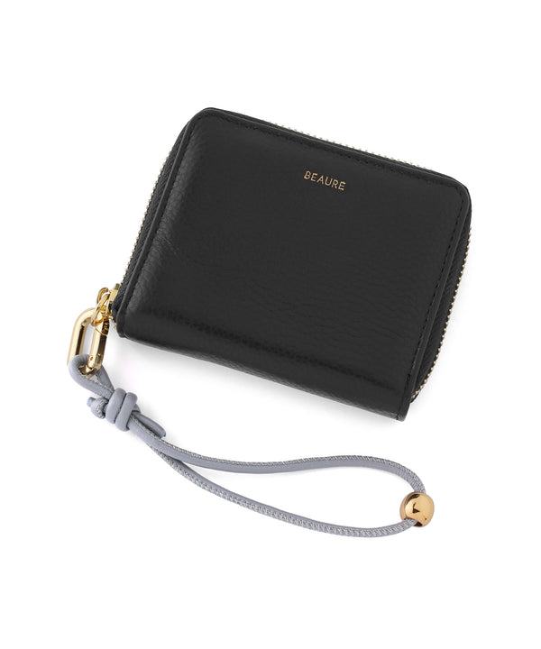 【BEAURE】ストラップ付きレザーウォレット