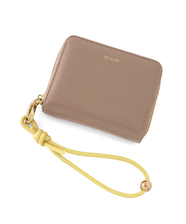 【BEAURE】ストラップ付きレザーウォレット