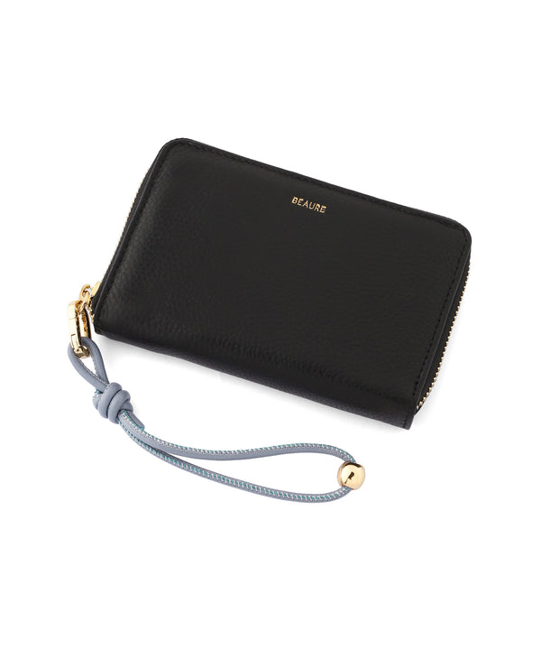 【BEAURE】ストラップ付きレザーウォレット
