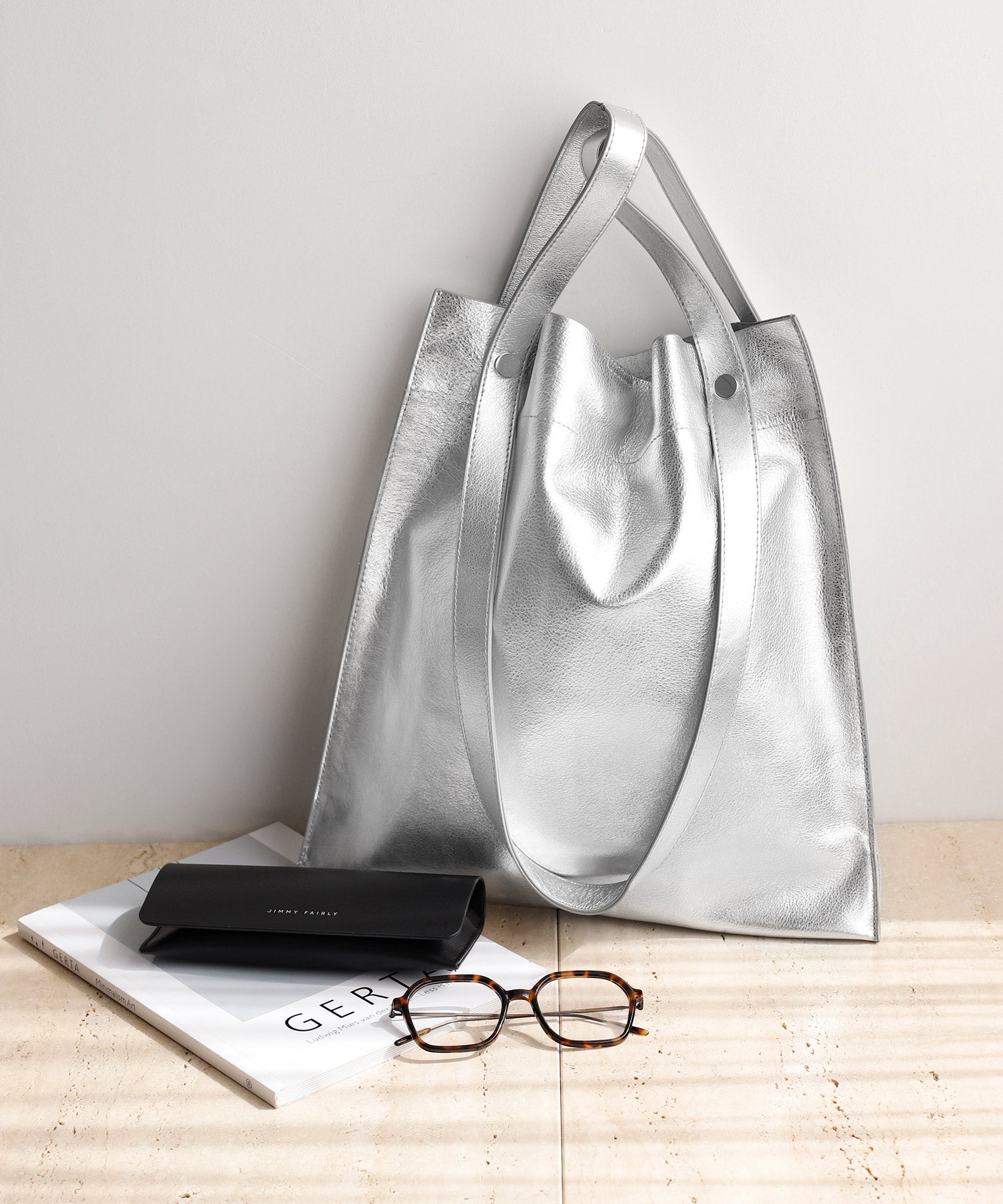 新品未使用品♩ ノーブランドグレー レザー ハンドバッグ org.jpg