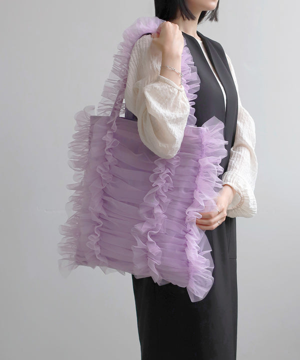 [Casselini] Tulle ruffle tote bag