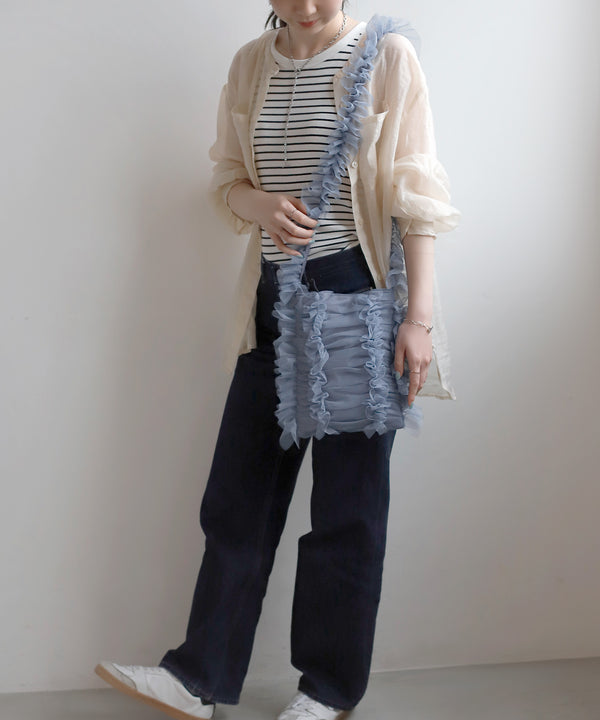 [Casselini] Tulle ruffle shoulder bag