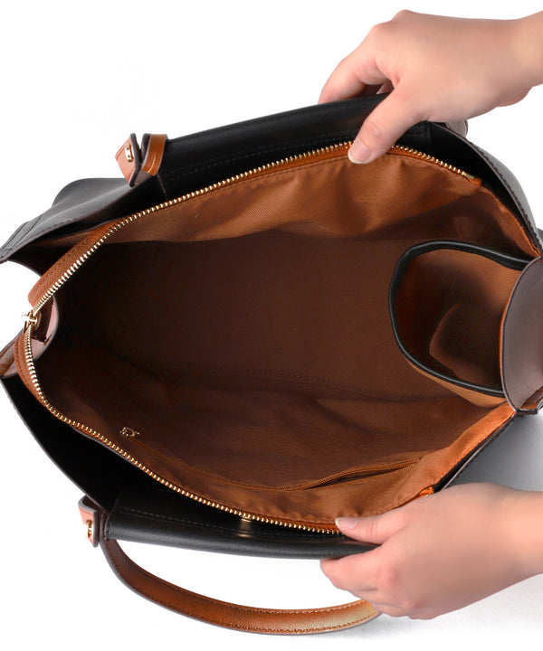 ストラップ付きバイカラースクエア2WAYバッグ