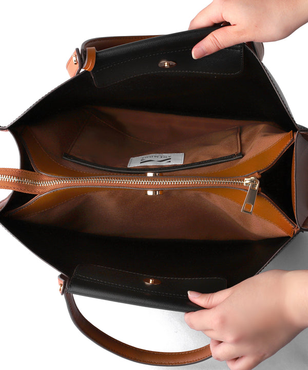 ストラップ付きバイカラースクエア2WAYバッグ