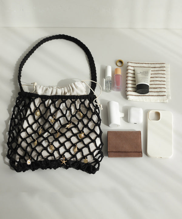Lace Knit Bag with Marine Charms