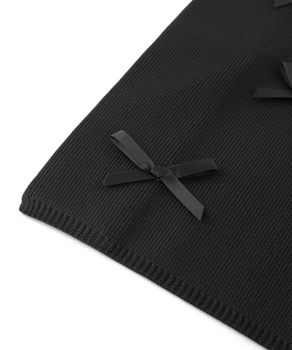 Ribbon Point Knit Tote Bag