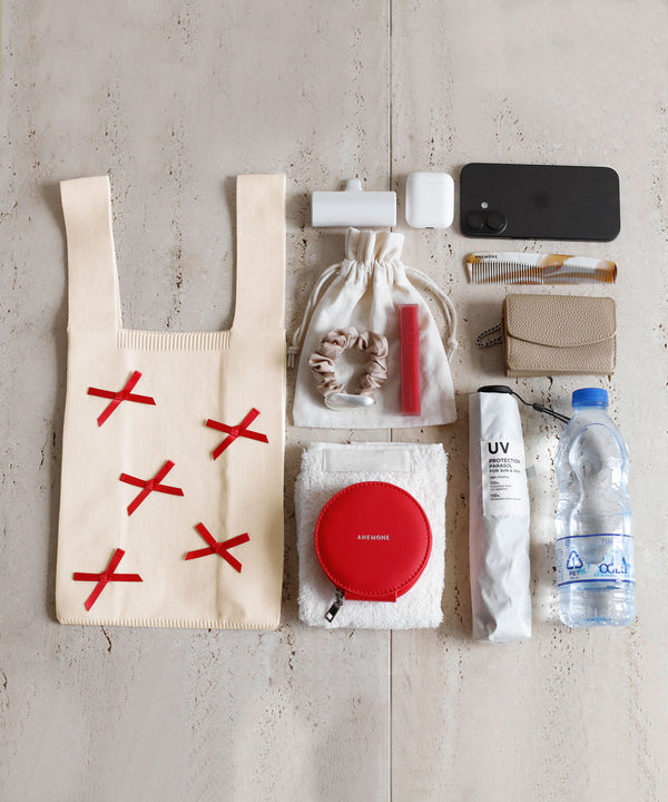 Ribbon Point Knit Tote Bag