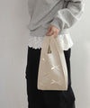 Ribbon Point Knit Tote Bag