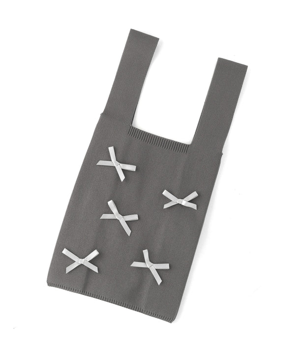 Ribbon Point Knit Tote Bag