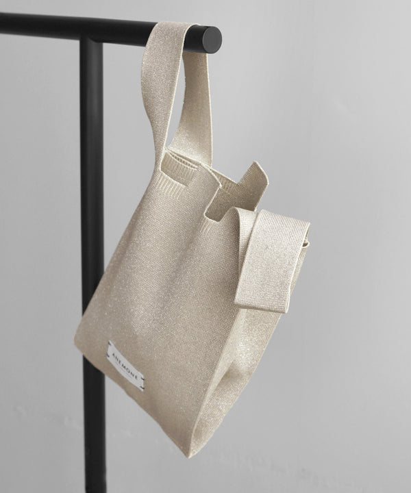 Lamé knit tote bag [S]