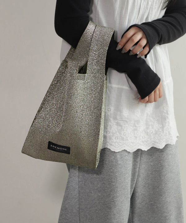 Lamé knit tote bag [S]