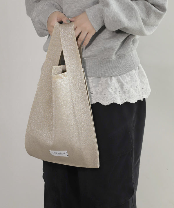Lamé knit tote bag [M]