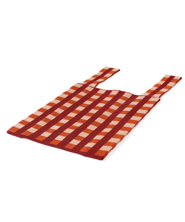 チェック柄ニットバッグ