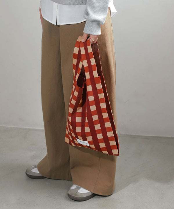 チェック柄ニットバッグ