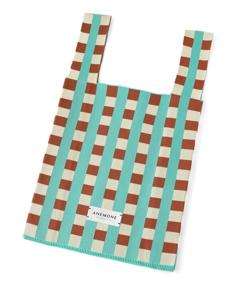 チェック柄ニットバッグ