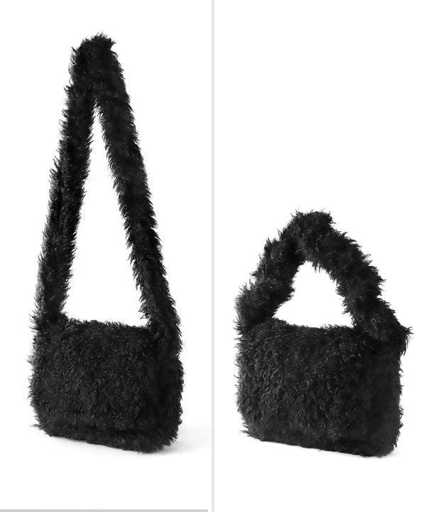 Eco-friendly fur drawstring shoulder bag