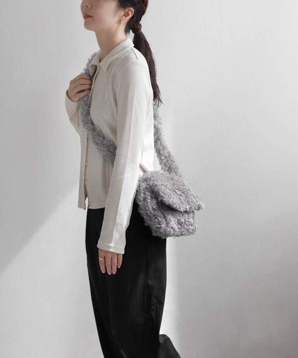 Eco-friendly fur drawstring shoulder bag