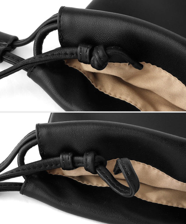 [COOCO] Lamb leather drawstring shoulder bag