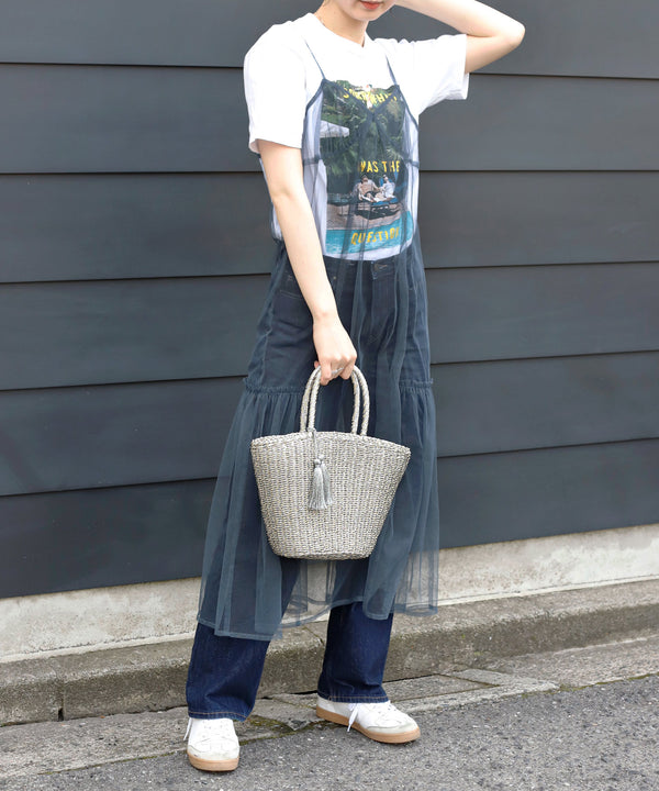 【COOCO】タッセル付きバケットバッグ