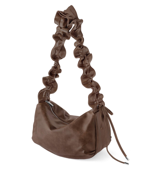 レザー調フリルハンドルショルダーバッグ