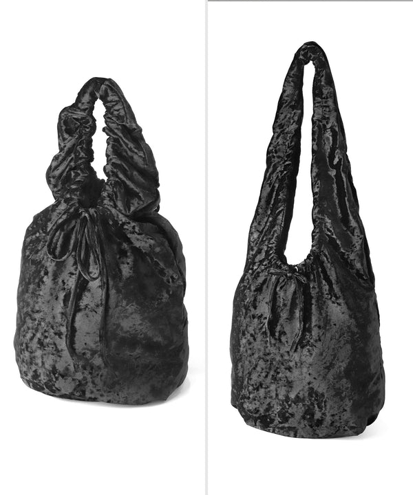 Gathered Handle Crushed Velvet Bag