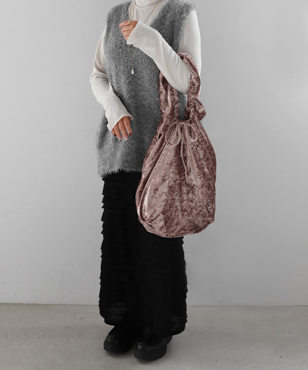 Gathered Handle Crushed Velvet Bag