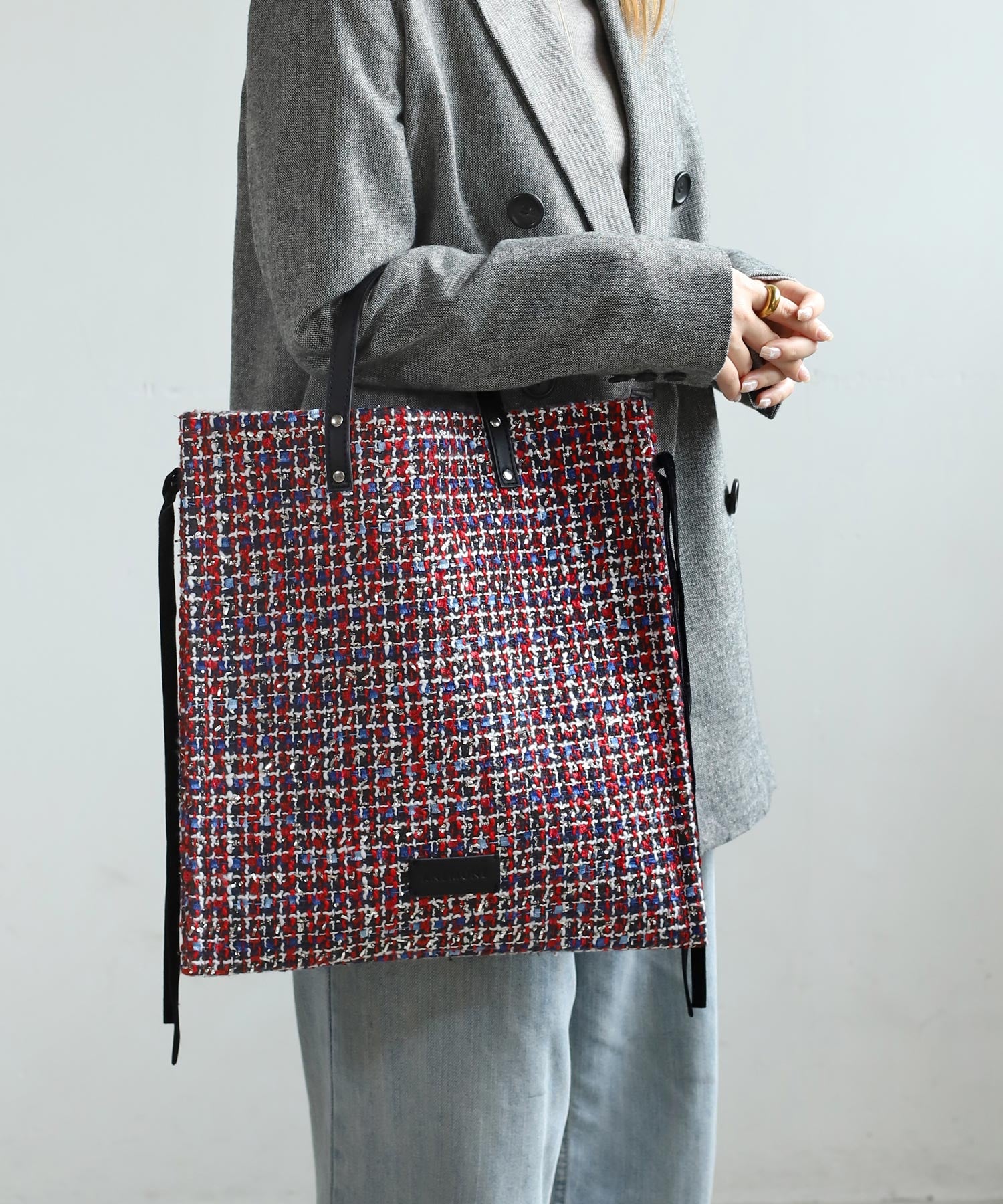 ANEMONE】サイドリボンツイードトートバッグ｜アネモネ・シエナロゼ