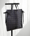 Side ribbon tweed tote bag