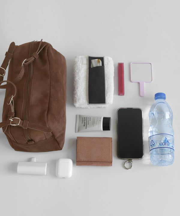 スエード調ボストンバッグ