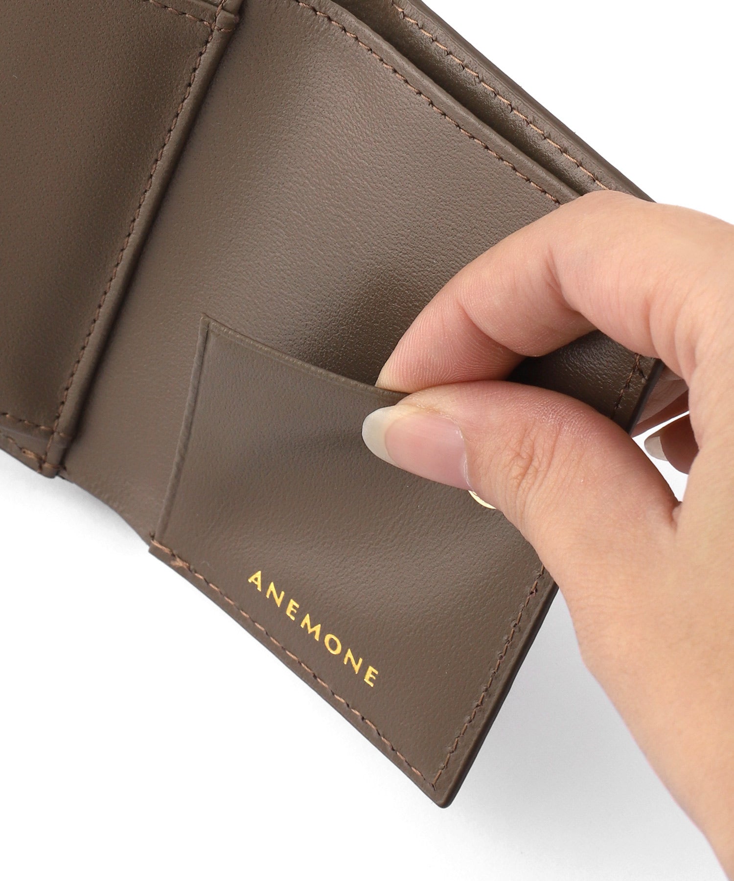 ANEMONE】三つ折りレザーウォレット｜アネモネ・シエナロゼ・ミミサン