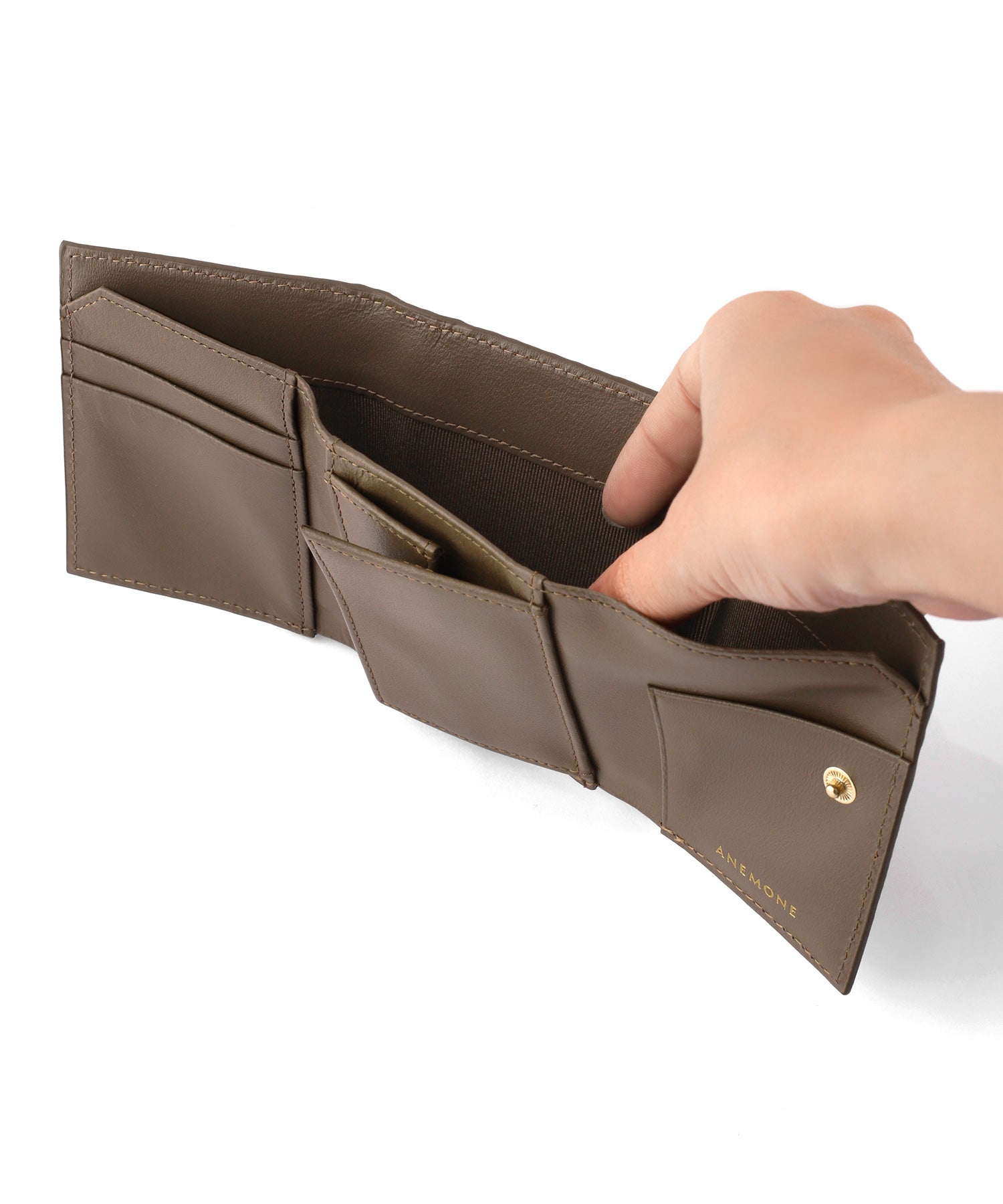 ANEMONE】三つ折りレザーウォレット｜アネモネ・シエナロゼ・ミミサン