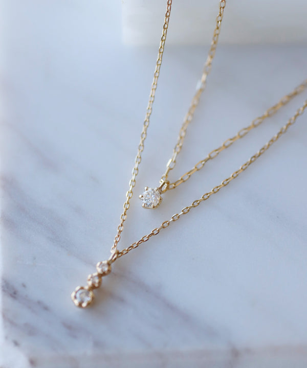 【ギフトボックス付】1粒ダイヤのネックレス[K10]